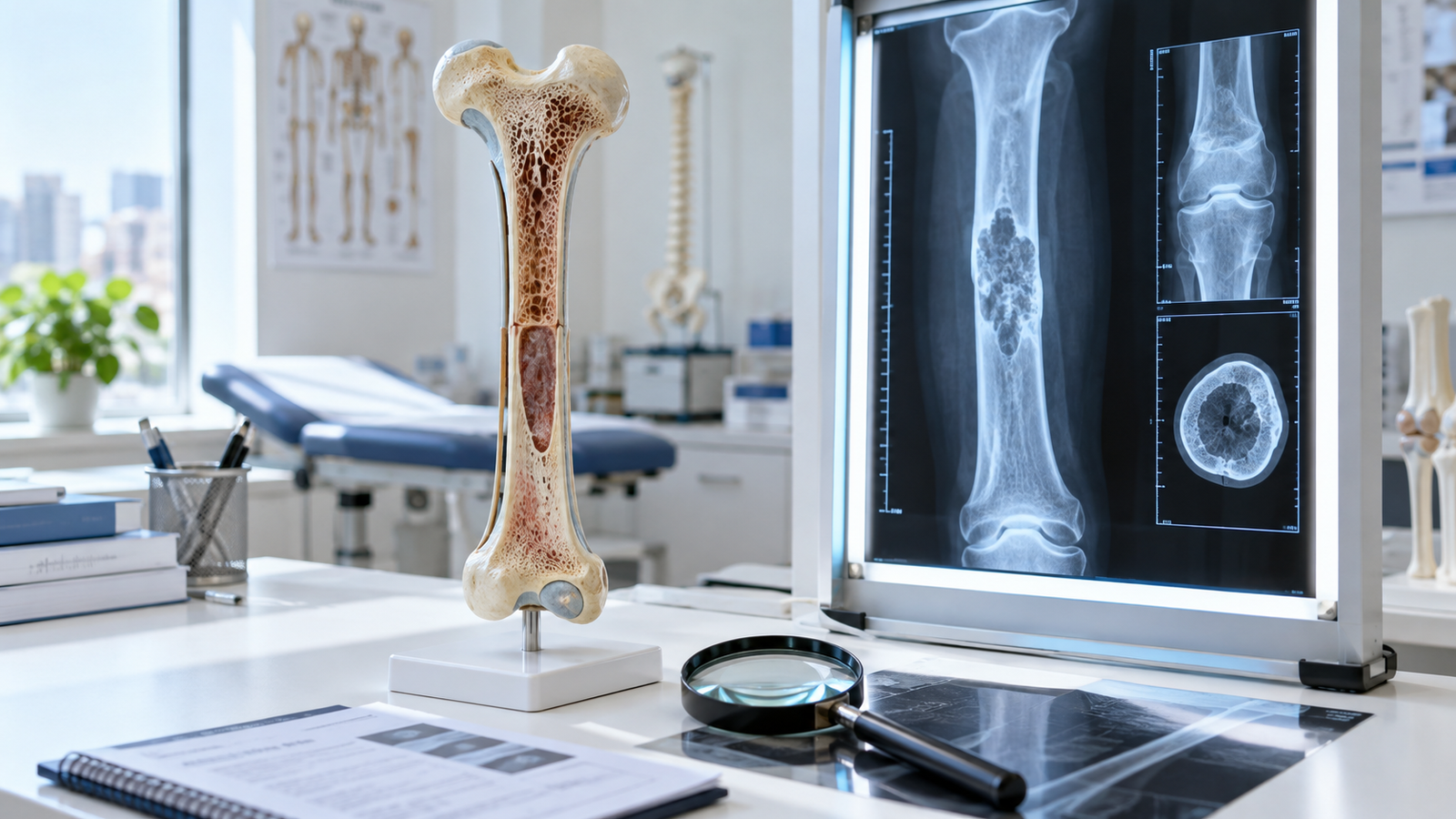Bone model and X-rays used to assess persistent bone pain